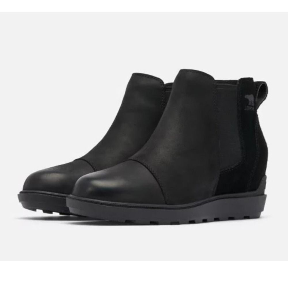 SOREL Women's Evie II Chelsea Boots 9.5 Black Leather Waterproof NIB